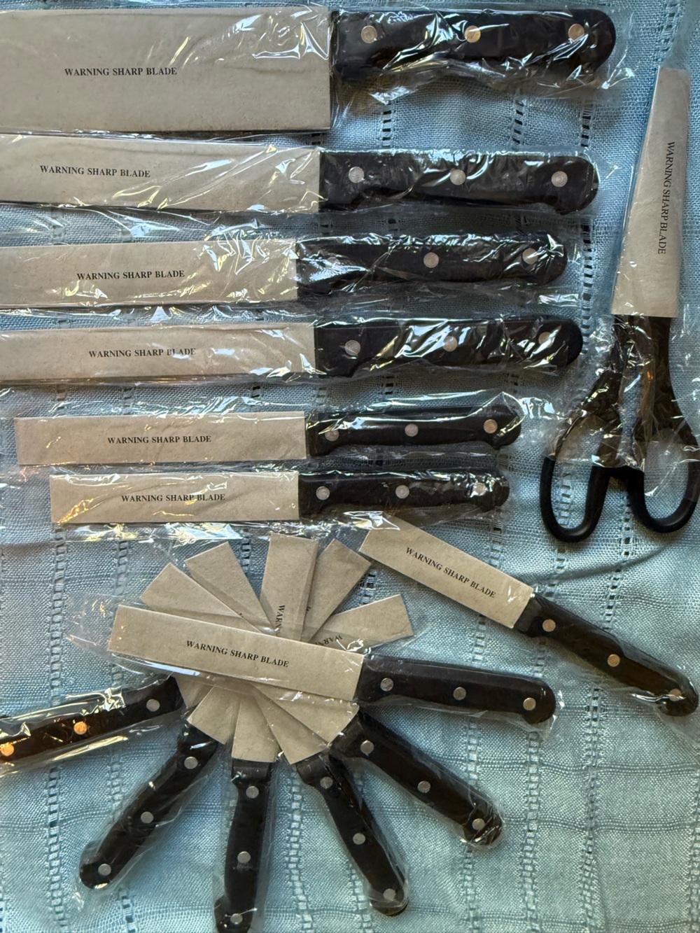 Stainless Black Handle Kitchen Knife Set - Multi-Piece Utility Blades